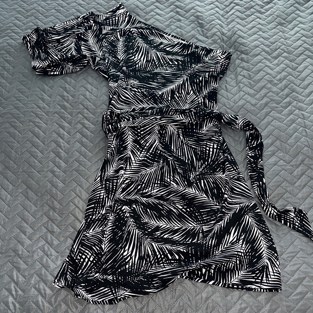 MICHAEL Michael Kors One-Shoulder Black and White Dress